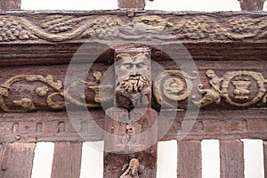 Carving detail of an old half-timbered house photo